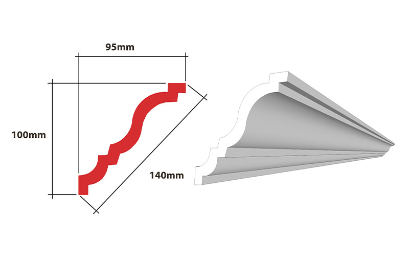 Alina 140mm XPS High Density Cornice 2m (100mm x 100mm) - Image 2