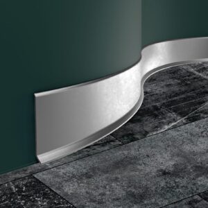 DURA-BEND Flexible PVC Skirting / Kick plate 100mm - 50m Roll Matt Silver